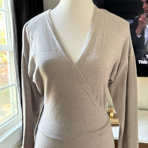 Express Light Gray Long Sleeve Sweater Dress - Picture 2 of 5